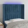 Image de Vidaxl TÃªte De Lit Ã Led Bleu FoncÃ© 93x16x118/128 Cm Velours