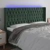 Image de Vidaxl TÃªte De Lit Ã Led Vert FoncÃ© 203x16x118/128 Cm Velours