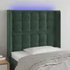 Image de Vidaxl TÃªte De Lit Ã Led Vert FoncÃ© 93x16x118/128 Cm Velours