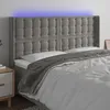 Image de vidaXL TÃªte de lit Ã  LED Gris clair 183x16x118/128 cm Velours