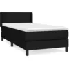 Image de vidaXL Lit Ã  sommier tapissier avec matelas Noir 90x200 cm Tissu