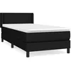 Image de vidaXL Lit Ã  sommier tapissier avec matelas Noir 90x200 cm Tissu
