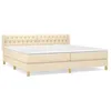 Image de vidaXL Lit Ã  sommier tapissier avec matelas CrÃ¨me 200x200 cm Tissu