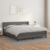 Image de vidaXL Lit Ã  sommier tapissier avec matelas Gris 160x200 cm Similicuir