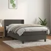 Image de 3130998 vidaXL Lit Ã  sommier tapissier et matelas Gris foncÃ© 90x200 cm Velours