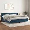 Image de 3131043 vidaXL Lit Ã  sommier tapissier et matelas Bleu foncÃ© 200x200cm Velours