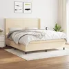 Image de 3131526 vidaXL Lit Ã  sommier tapissier avec matelas CrÃ¨me 160x200 cm Tissu