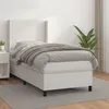 Image de vidaXL Lit Ã  sommier tapissier avec matelas Blanc 100x200cm Similicuir