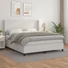 Image de vidaXL Lit Ã  sommier tapissier avec matelas Blanc 180x200cm Similicuir