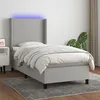 Image de vidaXL Sommier tapissier avec matelas et LED Gris clair 90x190cm Tissu