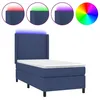 Image de vidaXL Sommier tapissier avec matelas et LED Bleu 90x190 cm Tissu