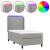Image de vidaXL Sommier tapissier matelas et LED Gris clair 100x200 cm Tissu