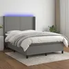Image de vidaXL Sommier tapissier et matelas et LED Gris foncÃ© 140x190 cm Tissu