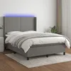 Image de vidaXL Sommier tapissier et matelas et LED Gris foncÃ© 140x200 cm Tissu