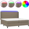 Image de vidaXL Sommier tapissier et matelas et LED Taupe 200x200 cm Tissu