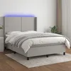 Image de vidaXL Sommier tapissier et matelas et LED Gris clair 140x200 cm Tissu