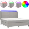 Image de vidaXL Sommier tapissier et matelas et LED Gris clair 180x200 cm Tissu