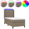 Image de vidaXL Sommier tapissier avec matelas et LED Taupe 80x200cm Tissu