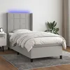 Image de vidaXL Sommier tapissier matelas et LED Gris clair 100x200 cm Tissu