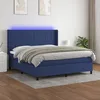 Image de vidaXL Sommier tapissier avec matelas et LED Bleu 160x200 cm Tissu