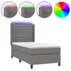 Image de vidaXL Sommier tapissier avec matelas et LED Gris foncÃ© 90x200cm Tissu
