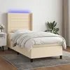 Image de vidaXL Sommier tapissier avec matelas et LED CrÃ¨me 100x200 cm Tissu