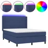 Image de vidaXL Sommier tapissier avec matelas et LED Bleu 140x190 cm Tissu