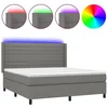 Image de vidaXL Sommier tapissier et matelas et LED Gris foncÃ© 160x200 cm Tissu