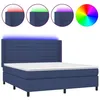 Image de vidaXL Sommier tapissier avec matelas et LED Bleu 160x200 cm Tissu