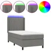 Image de vidaXL Sommier tapissier avec matelas et LED Gris foncÃ© 90x200cm Tissu