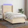 Image de vidaXL Sommier tapissier avec matelas et LED CrÃ¨me 100x200 cm Tissu