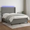 Image de vidaXL Sommier tapissier et matelas et LED Gris foncÃ© 140x190 cm Tissu