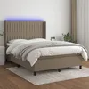 Image de vidaXL Sommier tapissier avec matelas et LED Taupe 140x190 cm Tissu