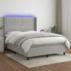 Image de vidaXL Sommier tapissier et matelas et LED Gris clair 140x200 cm Tissu