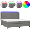 Image de vidaXL Sommier tapissier et matelas et LED Gris foncÃ© 200x200 cm Tissu