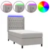 Image de vidaXL Sommier tapissier avec matelas et LED Gris clair 90x190cm Tissu