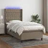 Image de vidaXL Sommier tapissier avec matelas et LED Taupe 90x200 cm Tissu