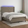 Image de vidaXL Sommier tapissier avec matelas et LED Taupe 140x190 cm Tissu