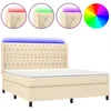 Image de vidaXL Sommier tapissier avec matelas et LED CrÃ¨me 160x200 cm Tissu