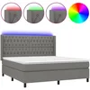 Image de vidaXL Sommier tapissier et matelas et LED Gris foncÃ© 180x200 cm Tissu