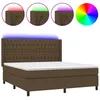 Image de vidaXL Sommier tapissier matelas et LED Marron foncÃ© 180x200cm Tissu