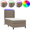 Image de vidaXL Sommier tapissier avec matelas et LED Taupe 80x200cm Tissu