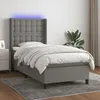 Image de vidaXL Sommier tapissier avec matelas et LED Gris foncÃ© 90x200cm Tissu