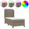 Image de vidaXL Sommier tapissier avec matelas et LED Taupe 90x200 cm Tissu