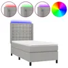 Image de vidaXL Sommier tapissier matelas et LED Gris clair 100x200 cm Tissu