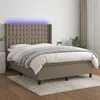 Image de vidaXL Sommier tapissier avec matelas et LED Taupe 140x200 cm Tissu