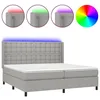 Image de vidaXL Sommier tapissier matelas et LED Gris clair 200x200 cm Tissu