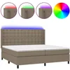 Image de vidaXL Sommier tapissier et matelas et LED Taupe 200x200 cm Tissu
