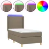 Image de vidaXL Sommier tapissier avec matelas et LED Taupe 80x200cm Tissu