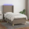 Image de vidaXL Sommier tapissier avec matelas et LED Taupe 90x190 cm Tissu